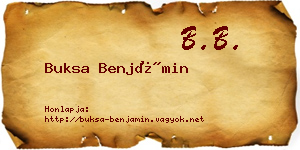 Buksa Benjámin névjegykártya